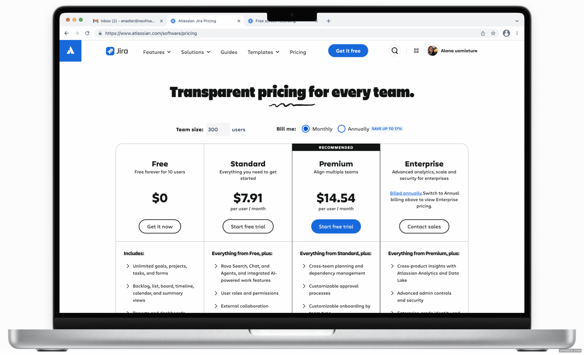 Jira Cloud Free Experience Dashboard Layout Mockup